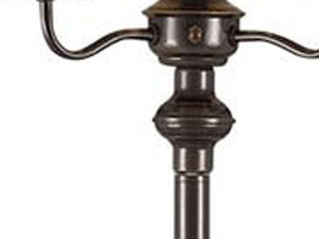 60" Bronze Metal Four Light Floor Lamp With Beige Fabric Square Shade