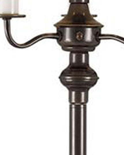 60" Bronze Metal Four Light Floor Lamp With Beige Fabric Square Shade