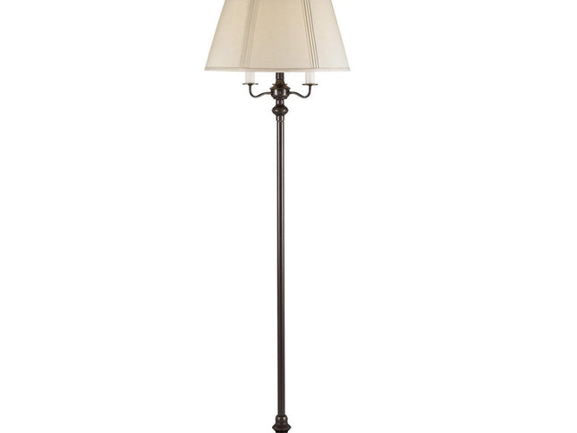 60" Bronze Metal Four Light Floor Lamp With Beige Fabric Square Shade