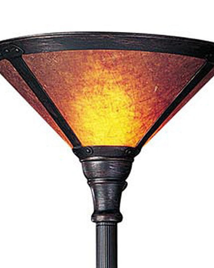 71" Rusted Torchiere Floor Lamp With Brown Dome Shade