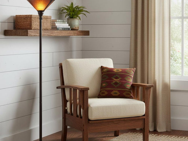 71" Rusted Torchiere Floor Lamp With Brown Dome Shade