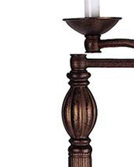 62" Rusted Swing Arm Floor Lamp With Champagne Bell Shade