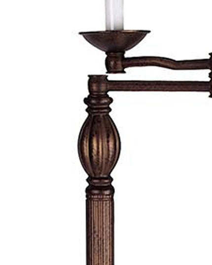 62" Rusted Swing Arm Floor Lamp With Champagne Bell Shade