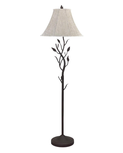 62" Grey Traditional Shaped Floor Lamp With Brown Bell Shade