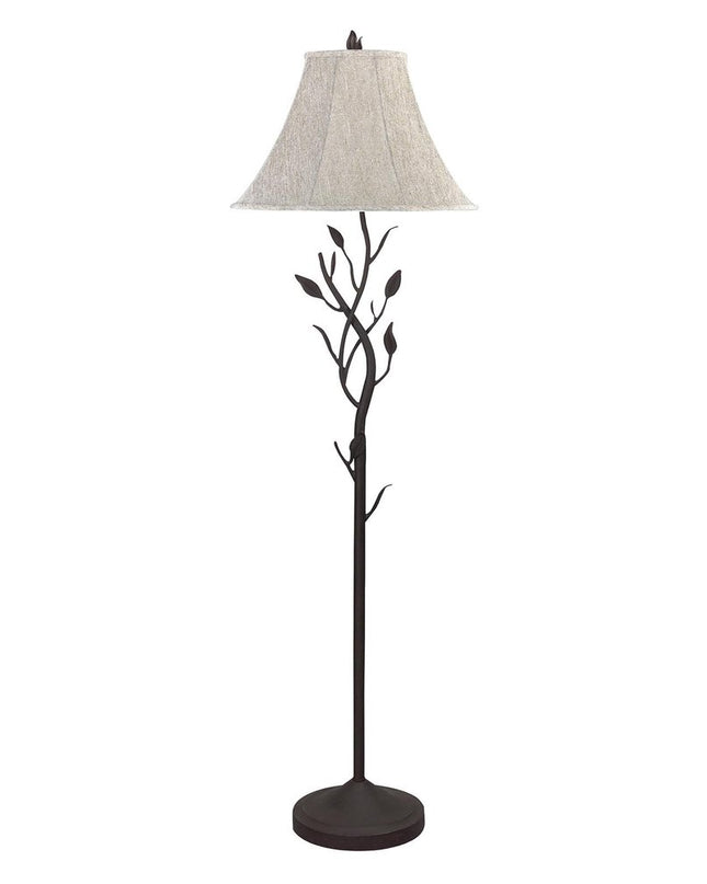 62" Grey Traditional Shaped Floor Lamp With Brown Bell Shade