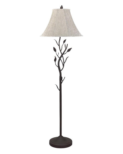 62" Grey Traditional Shaped Floor Lamp With Brown Bell Shade