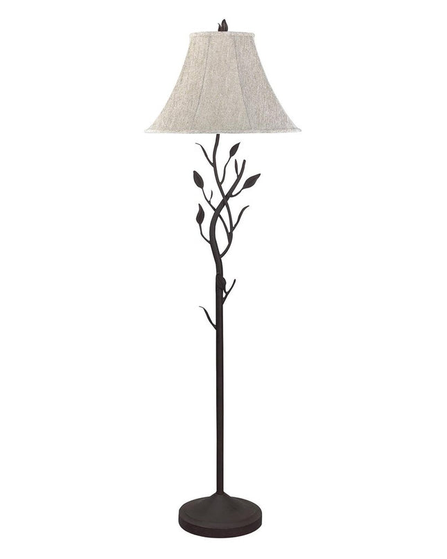 62" Grey Traditional Shaped Floor Lamp With Brown Bell Shade