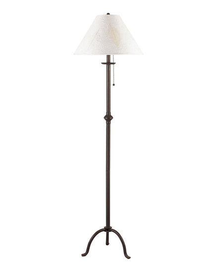 57" Black Traditional Shaped Floor Lamp With White Empire Shade