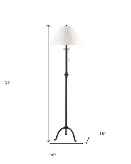 57" Black Traditional Shaped Floor Lamp With White Empire Shade