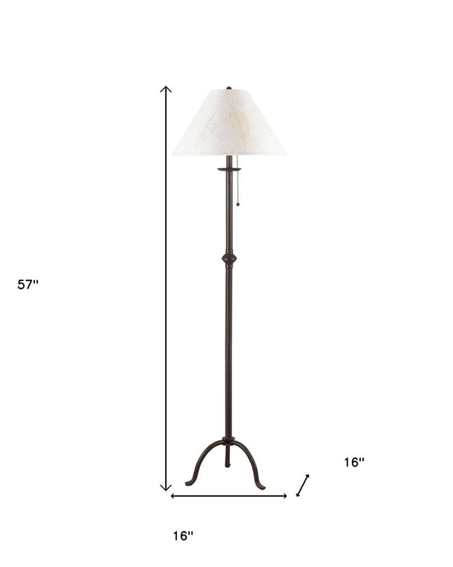 57" Black Traditional Shaped Floor Lamp With White Empire Shade