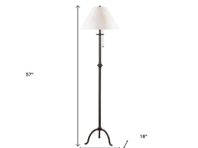 57" Black Traditional Shaped Floor Lamp With White Empire Shade