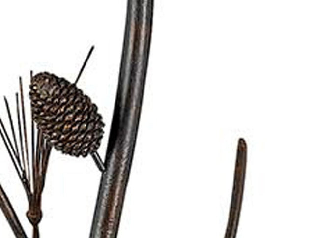 60" Rust Metal Floor Lamp With Brown Fabric Empire Shade