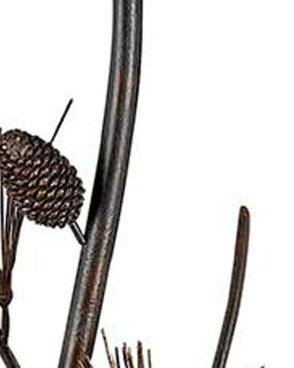 60" Rust Metal Floor Lamp With Brown Fabric Empire Shade