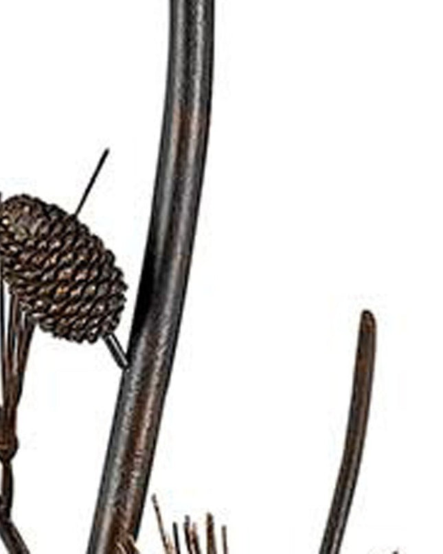 60" Rust Metal Floor Lamp With Brown Fabric Empire Shade