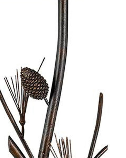 60" Rust Metal Floor Lamp With Brown Fabric Empire Shade