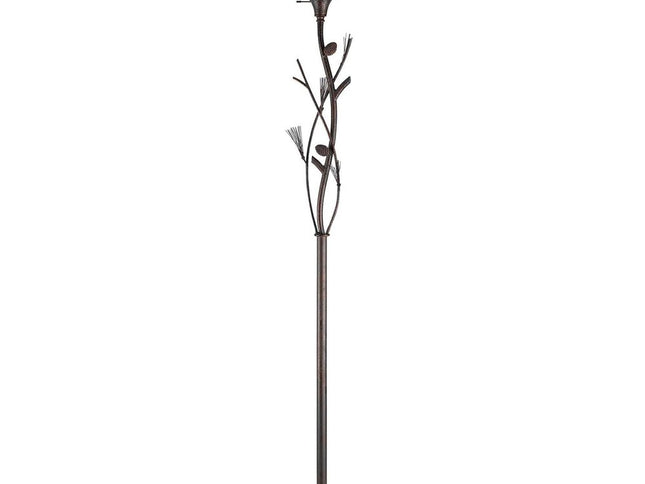 72" Amber Torchiere Floor Lamp With Brown Glass Dome Shade