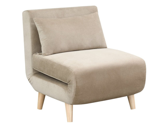 27" Beige and Natural Upholstered Slipper Chair And Toss Pillow
