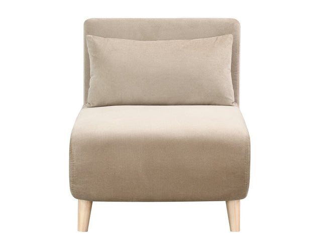 27" Beige and Natural Upholstered Slipper Chair And Toss Pillow