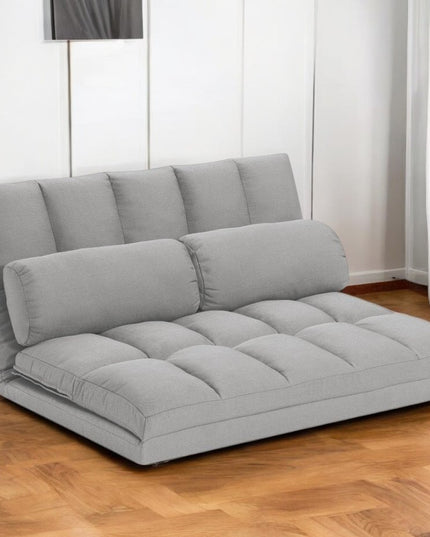 45" Gray Futon Convertible Sleeper Loveseat and Toss Pillows