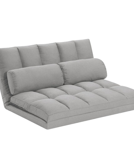 45" Gray Futon Convertible Sleeper Loveseat and Toss Pillows