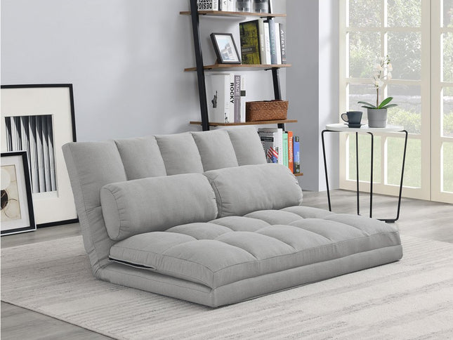 45" Gray Futon Convertible Sleeper Loveseat and Toss Pillows