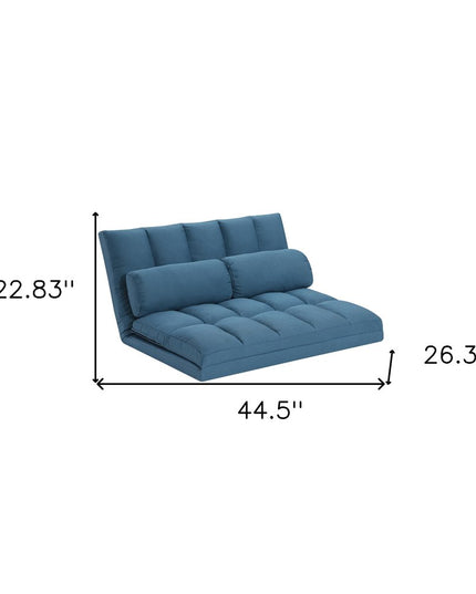 45" Blue Futon Convertible Sleeper Loveseat and Toss Pillows