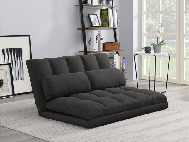 45" Gray Futon Convertible Sleeper Loveseat and Toss Pillows
