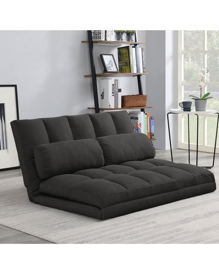 45" Gray Futon Convertible Sleeper Loveseat and Toss Pillows