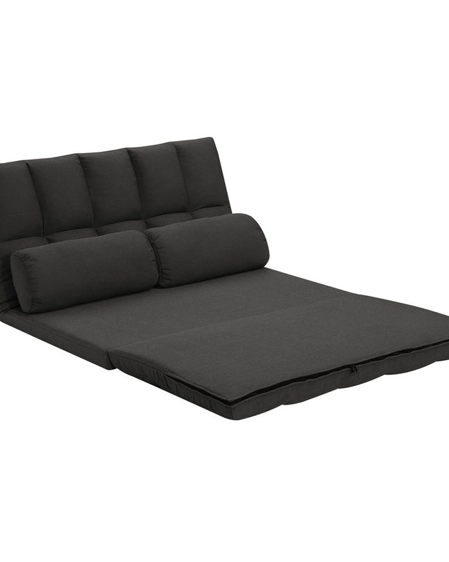 45" Gray Futon Convertible Sleeper Loveseat and Toss Pillows