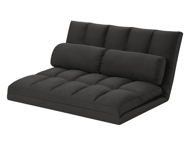 45" Gray Futon Convertible Sleeper Loveseat and Toss Pillows