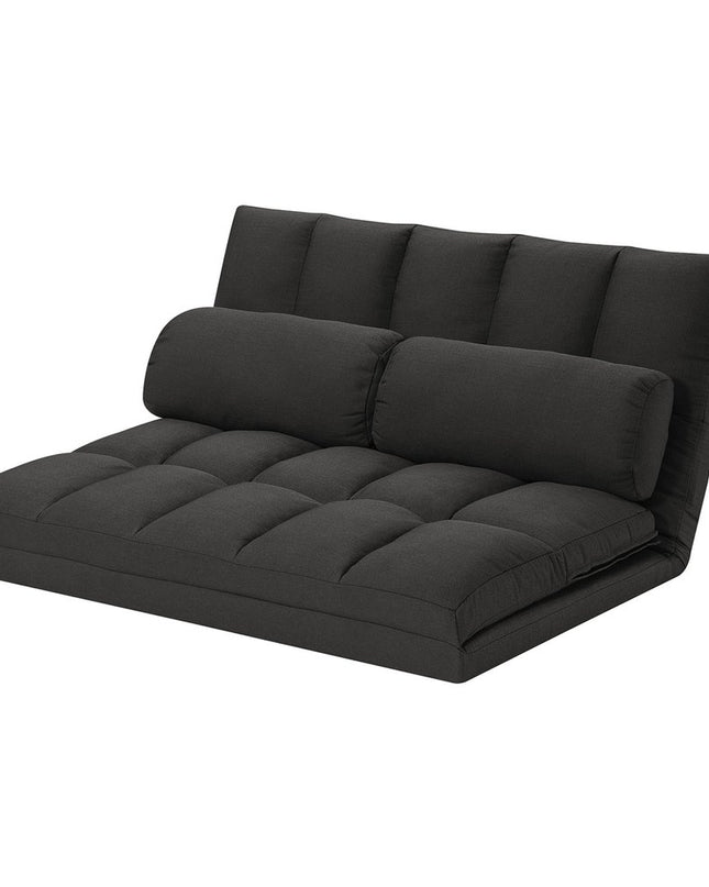 45" Gray Futon Convertible Sleeper Loveseat and Toss Pillows
