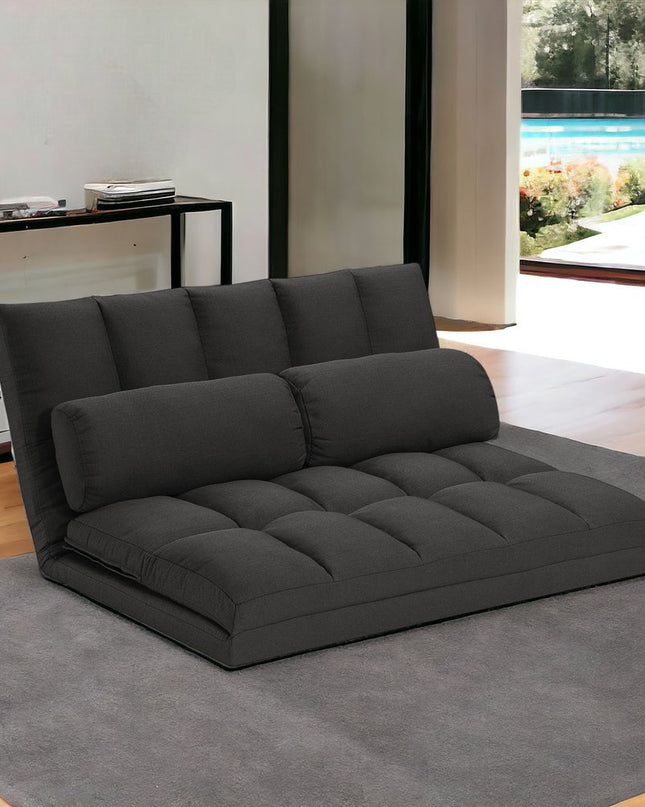 45" Gray Futon Convertible Sleeper Loveseat and Toss Pillows
