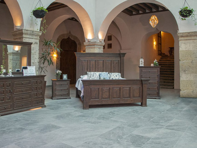 32" Brown Solid Wood Three Drawer Nightstand