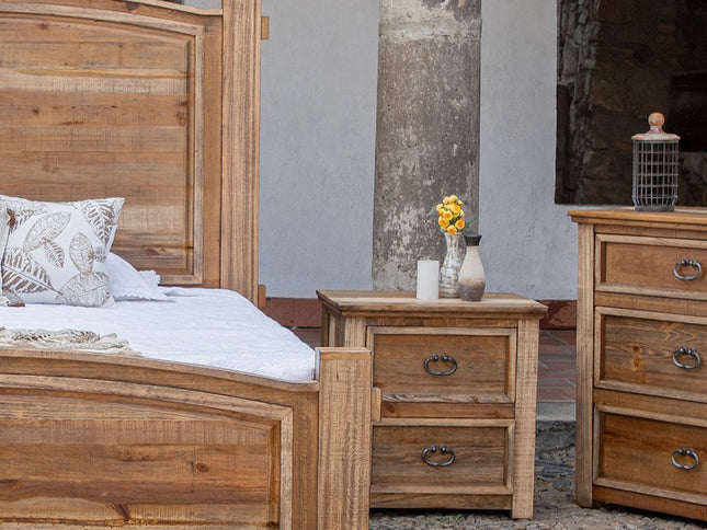 28" Wood Brown Two Drawer Nightstand