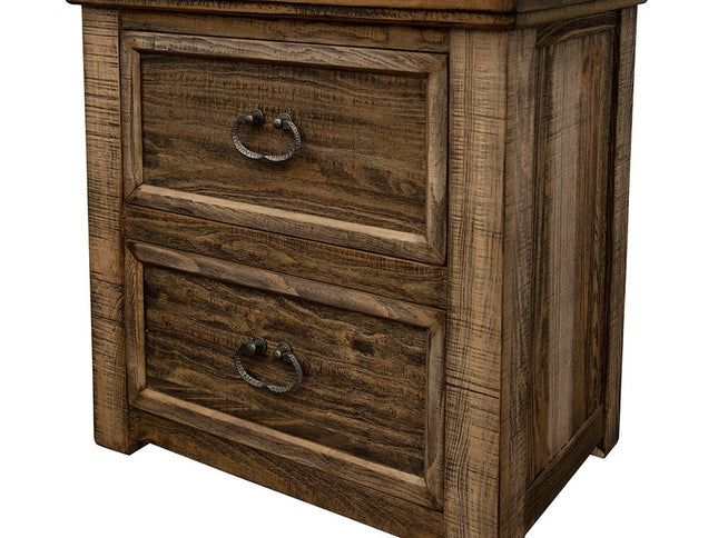 28" Wood Brown Two Drawer Nightstand