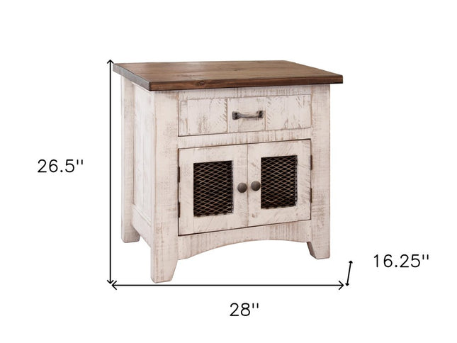 27" White One Drawer Nightstand