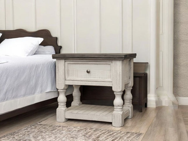 27" Ivory Solid Wood One Drawer Nightstand