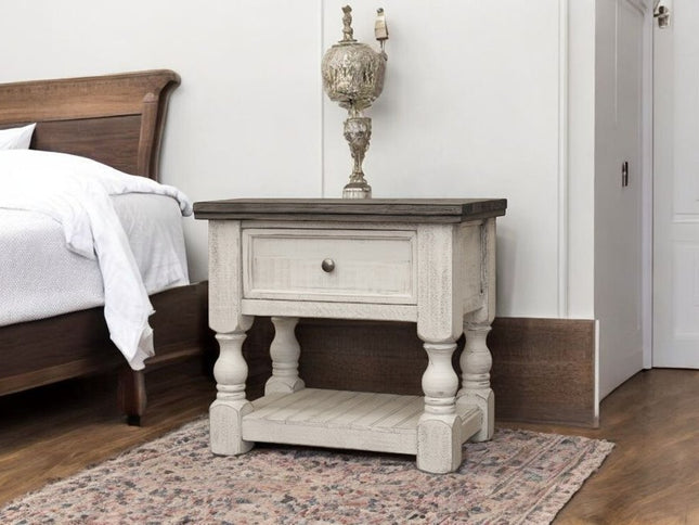 27" Ivory Solid Wood One Drawer Nightstand