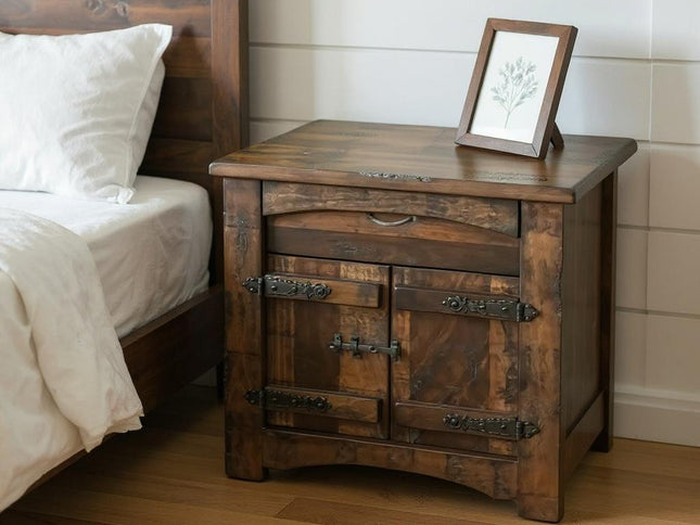 27" Brown Solid Wood One Drawer Nightstand