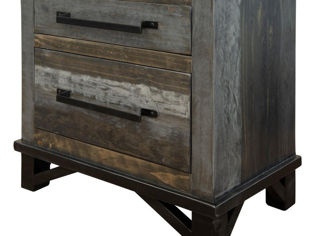 27" Brown Solid Wood Two Drawer Nightstand