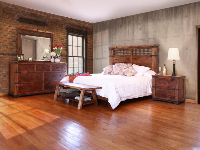 29" Wood Brown Two Drawer Nightstand