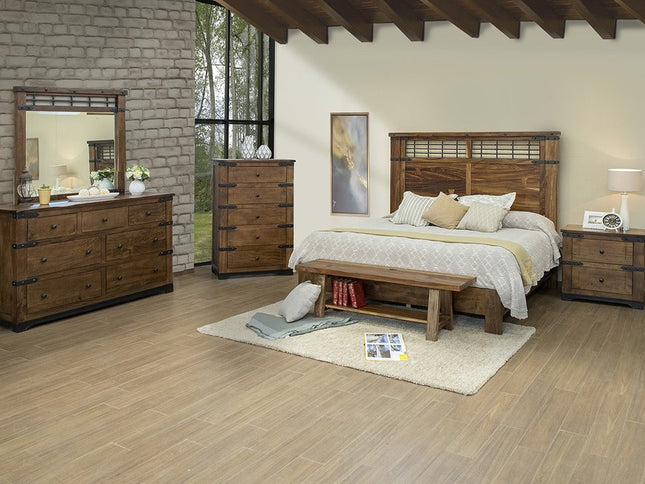 29" Wood Brown Two Drawer Nightstand