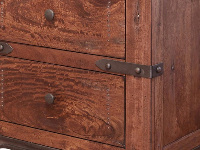 29" Wood Brown Two Drawer Nightstand