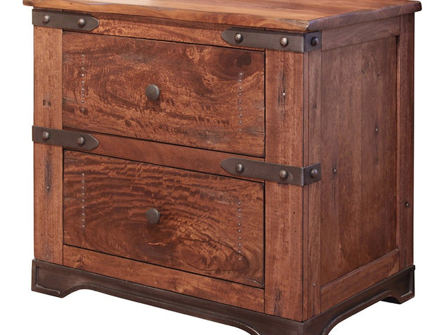 29" Wood Brown Two Drawer Nightstand