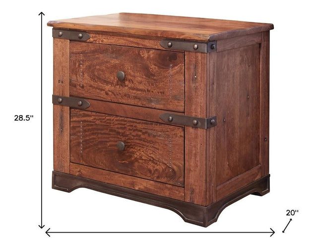 29" Wood Brown Two Drawer Nightstand