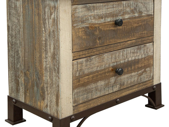 27" Brown Two Drawer Nightstand