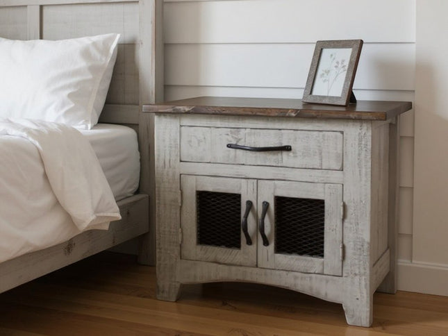 27" Gray Solid Wood One Drawer Nightstand