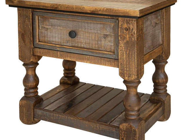 27" Brown Solid Wood One Drawer Nightstand