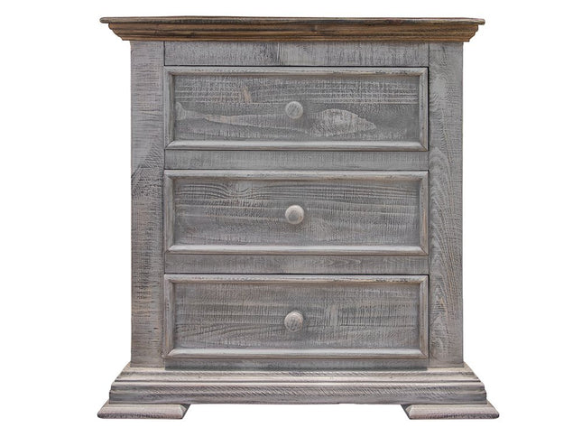 32" Gray Three Drawer Nightstand
