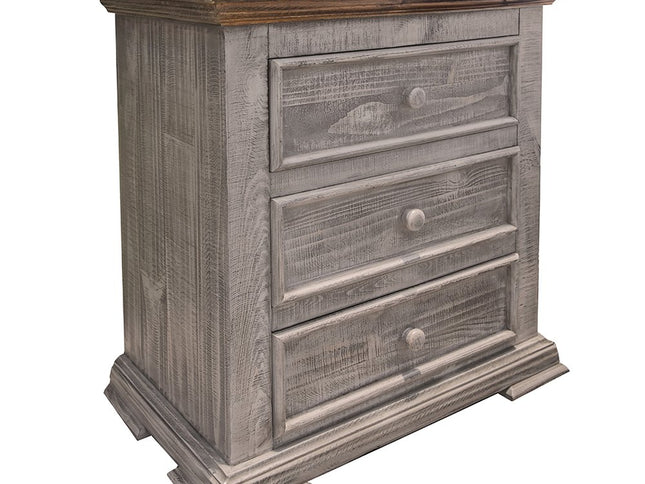 32" Gray Three Drawer Nightstand